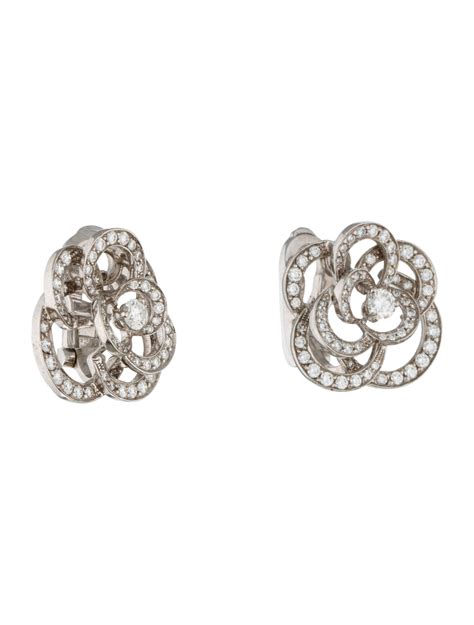 chanel diamond camellia earrings|chanel camelia earrings for sale.